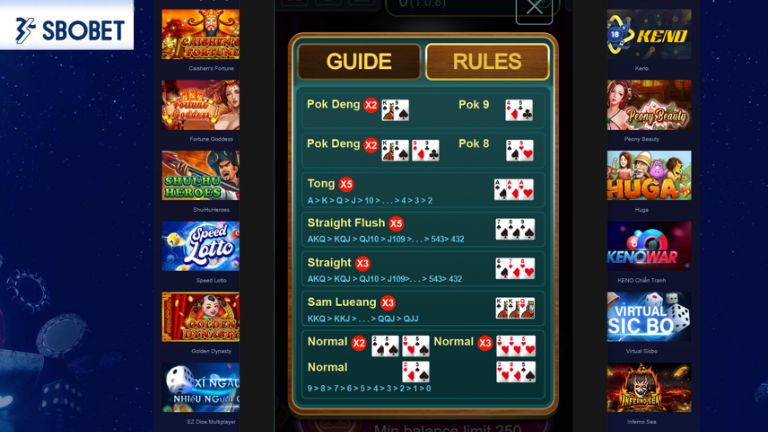Hướng dẫn cá cược Pok Deng tại Sbobet chi tiết cho Newbie