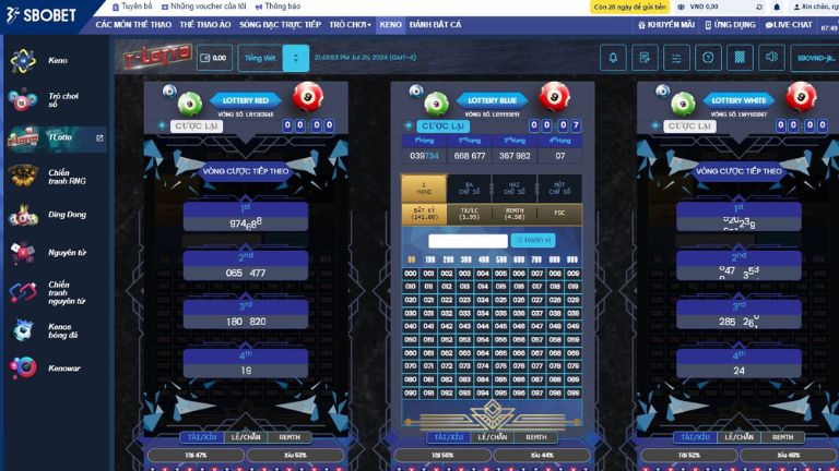 Truy cập Keno -> Chọn xổ số Thái