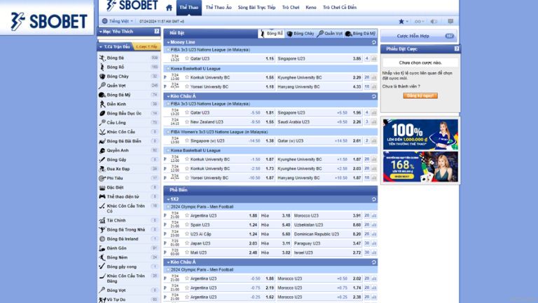 Truy cập Sbobet và nạp tiền
