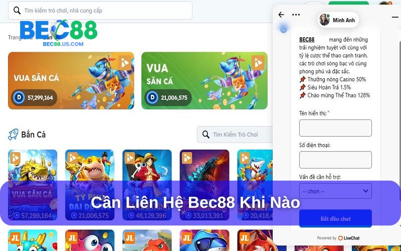 Những vấn đề thường gặp khi liên hệ Bec88